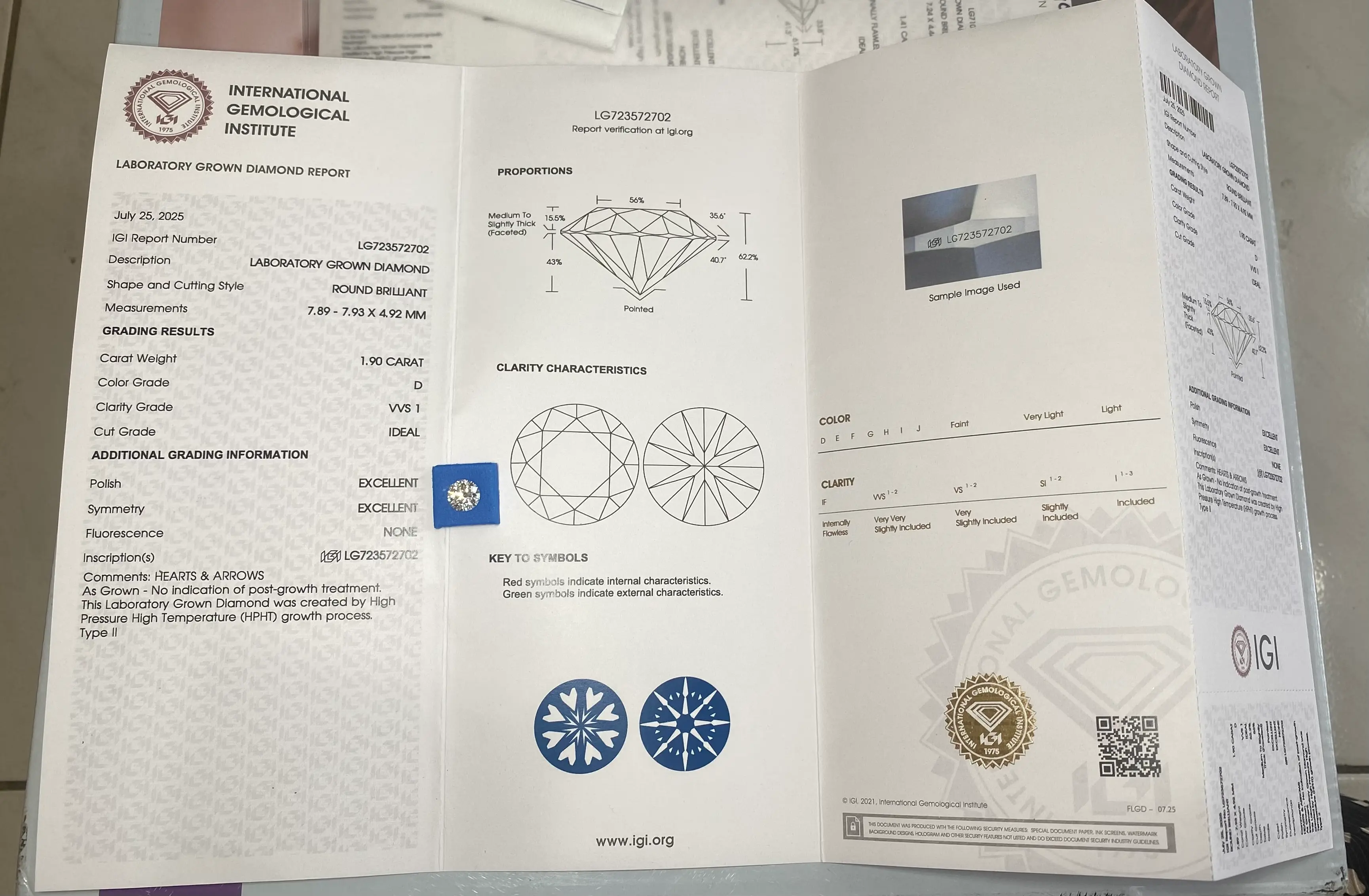 IGI Certificate LG723572702